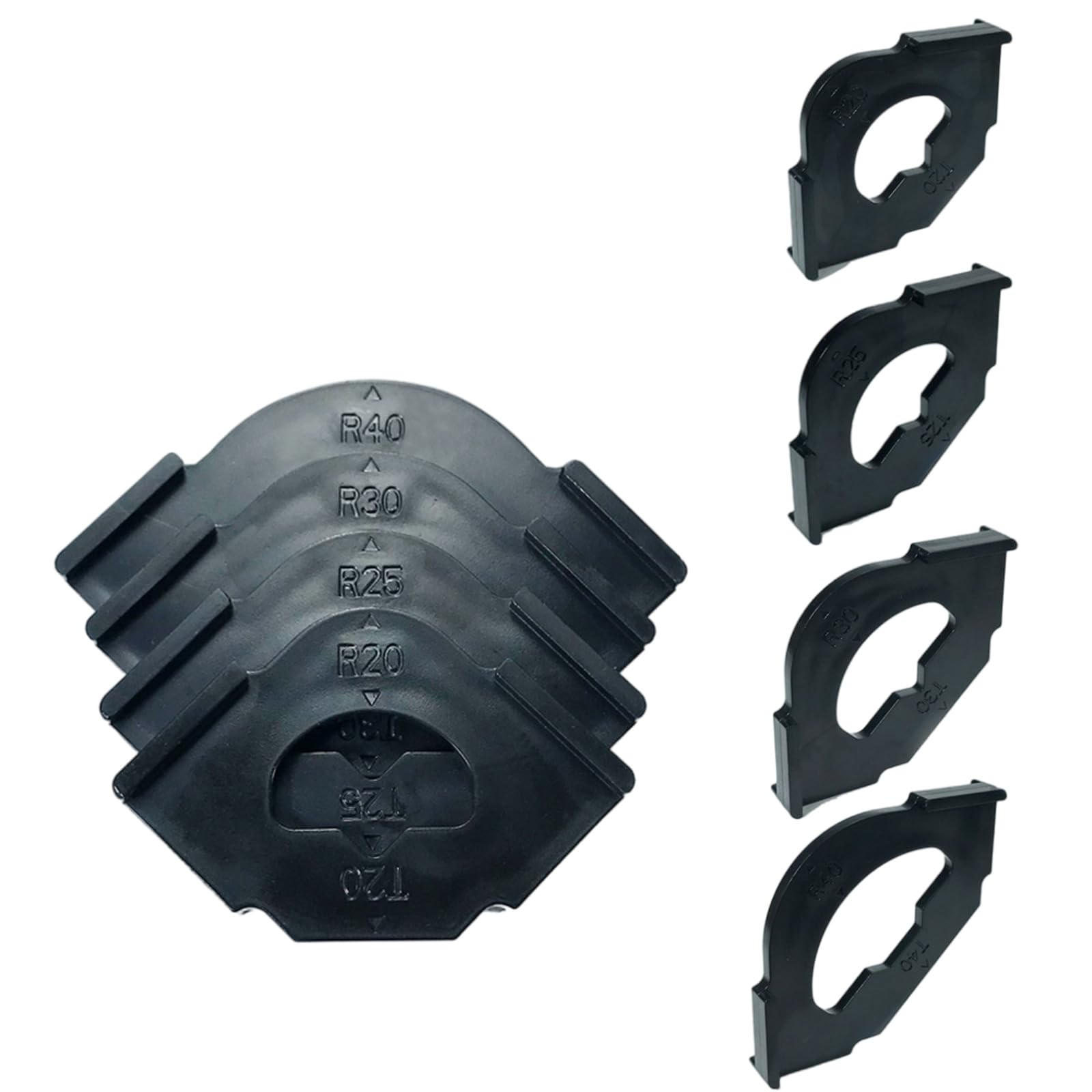 Loytv Black 4Pcs Router Templates Kits For Woodworking With Fast R Angled And Positioning Jigs R20-R40 Half Round Locator Router Templates Set