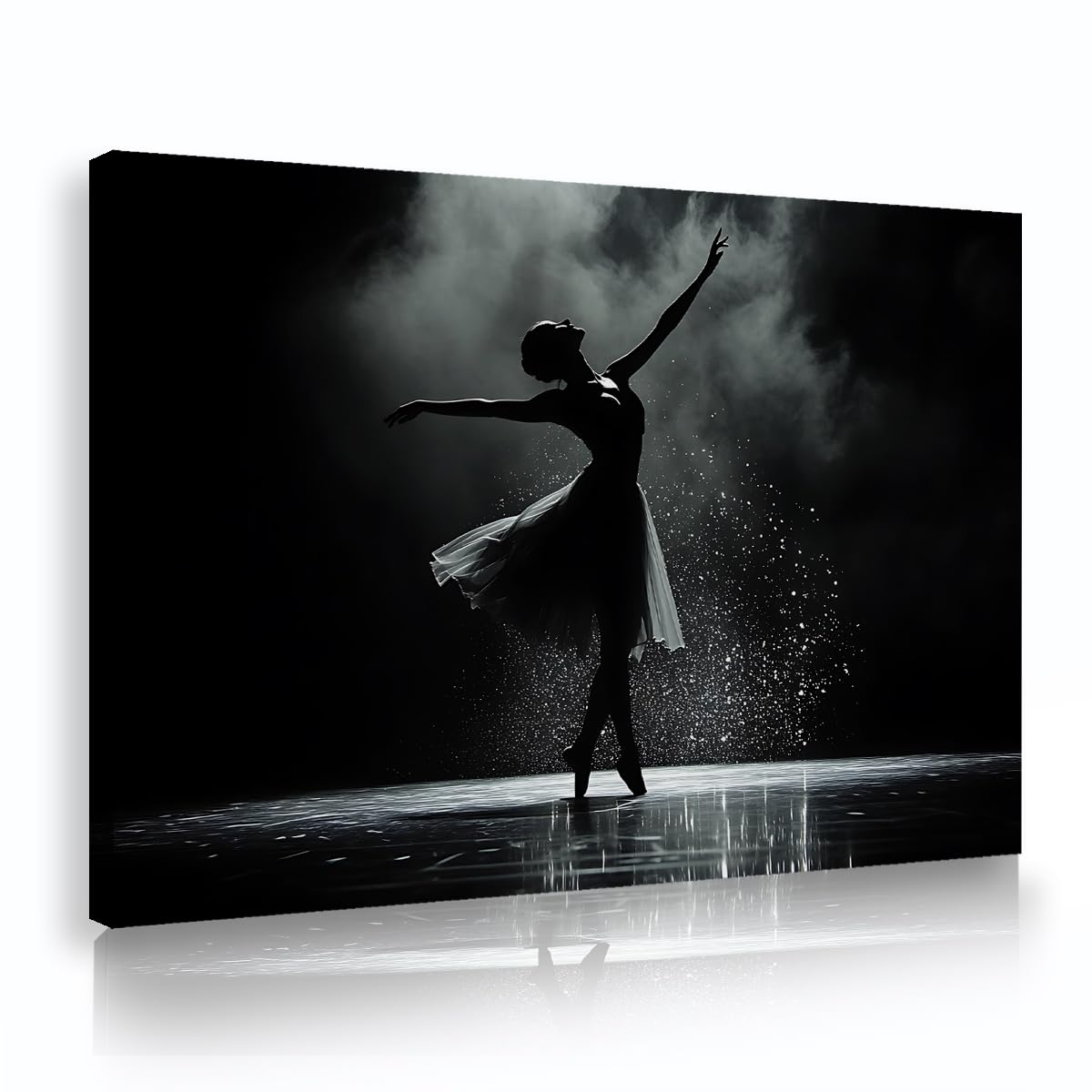 TOANGWALL Ballet Dancer Canvas Wall Art Black White Silhouette Painting Contemporary Framed Poster Modern Mural Art Prints Pictures Illustration Artwork For Lounge Decor 75x115cm