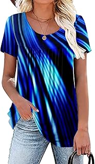 Women's Summer Short Sleeve Tunic Plus size ladies shirts Floral Blouse Loose Flowy Tops for Leggings M-4XL