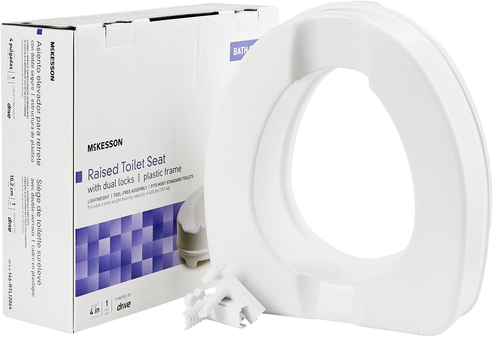 McKesson Raised Toilet Seat with Dual Locks, Fits Most