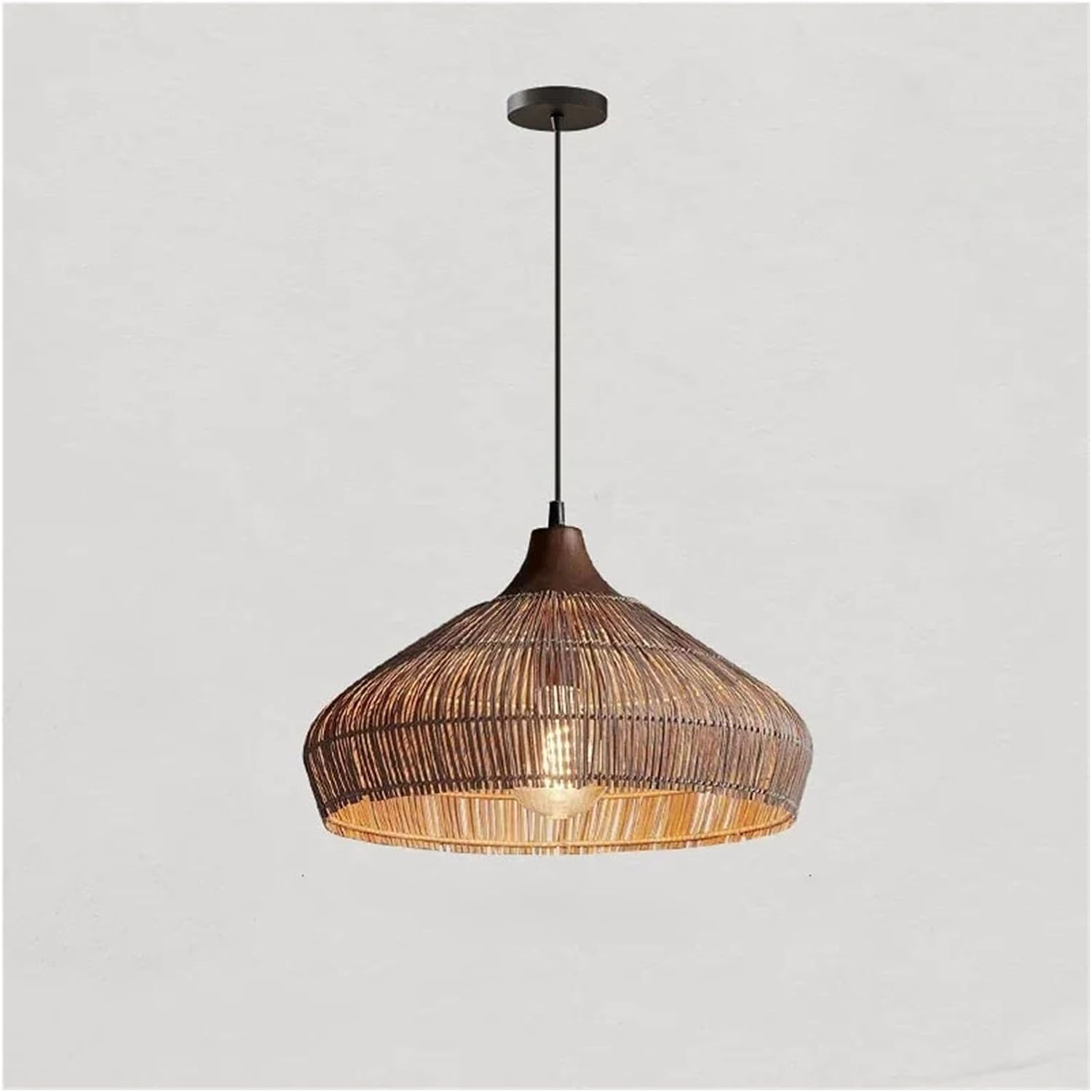 LYMSXAZOU Rattan Lamp Handmade Pendant Lights Retro Wicker Hanging Handwoven Hemp Rope Chandelier Light Fixtures V-intage Fixture,Hanging