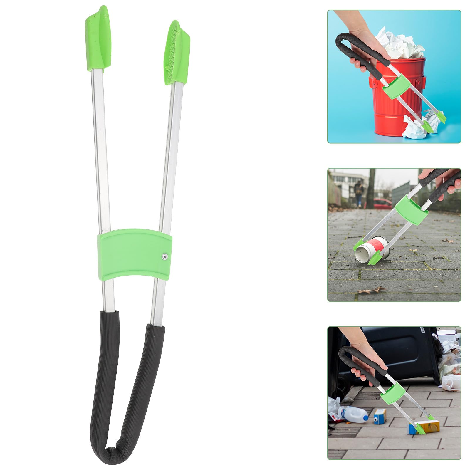 SOLUSTRE Pince de Ramassage Déchets Poignée Ergonomique Antidérapante en Alliage D'aluminium Outil Réutilisable pour Corridors et Routes