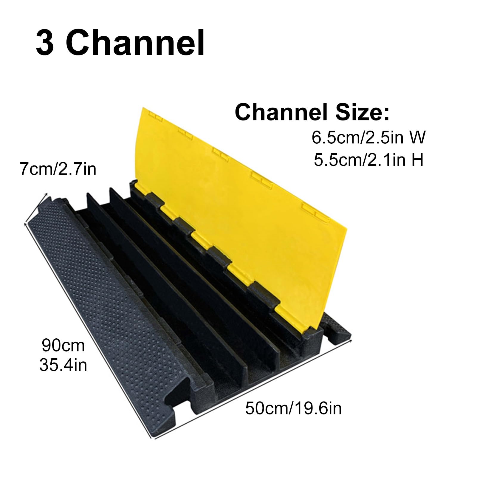 Überfahrschutz für Kabel Fußgänger-Kabelschutz, Kabelschutzmatte, robuster gelb/Schwarzer Schutz, Kabelschutzrampe, 3T-Belastungsgrenze (Size : 90x50x7cm/35.4x15.6x2.7in)