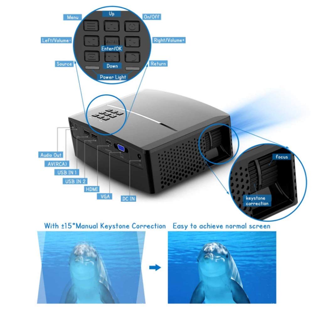 Proiettori Videoproiettore Proiettore LCD 1800Ansi Lumen Full HD 1920 x 1080P LED LCD per Home Theater per Home Theater Entertainment, Feste, Giochi