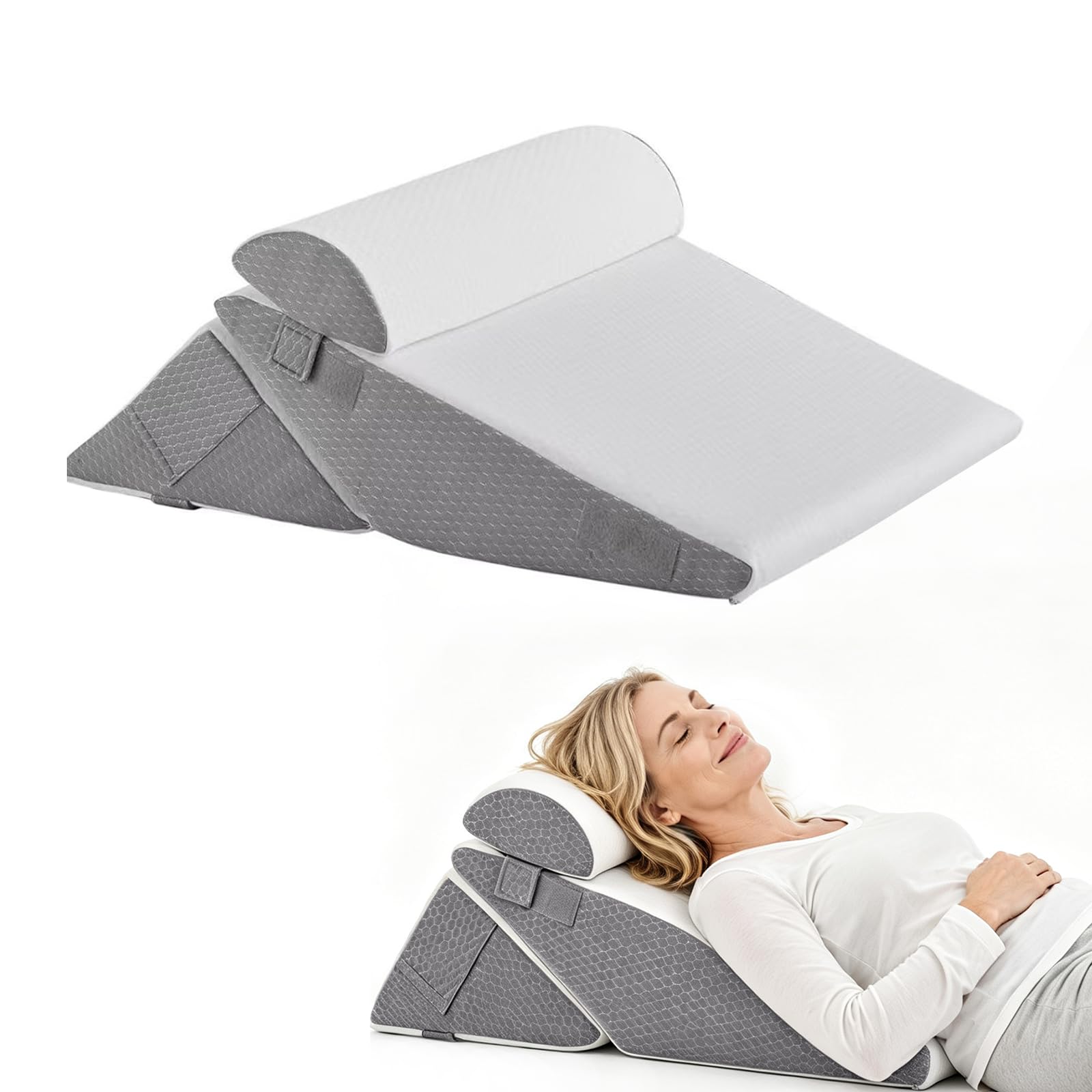 Verstellbares Keilkissen Bett, Lesekissen für Bett und Sofa | Orthopädische Keilkissen Rückenkissen Rückenlehne zur Schlafapnoe Lesen Schlaferhöhung Beinkissen Rückenschmerzen