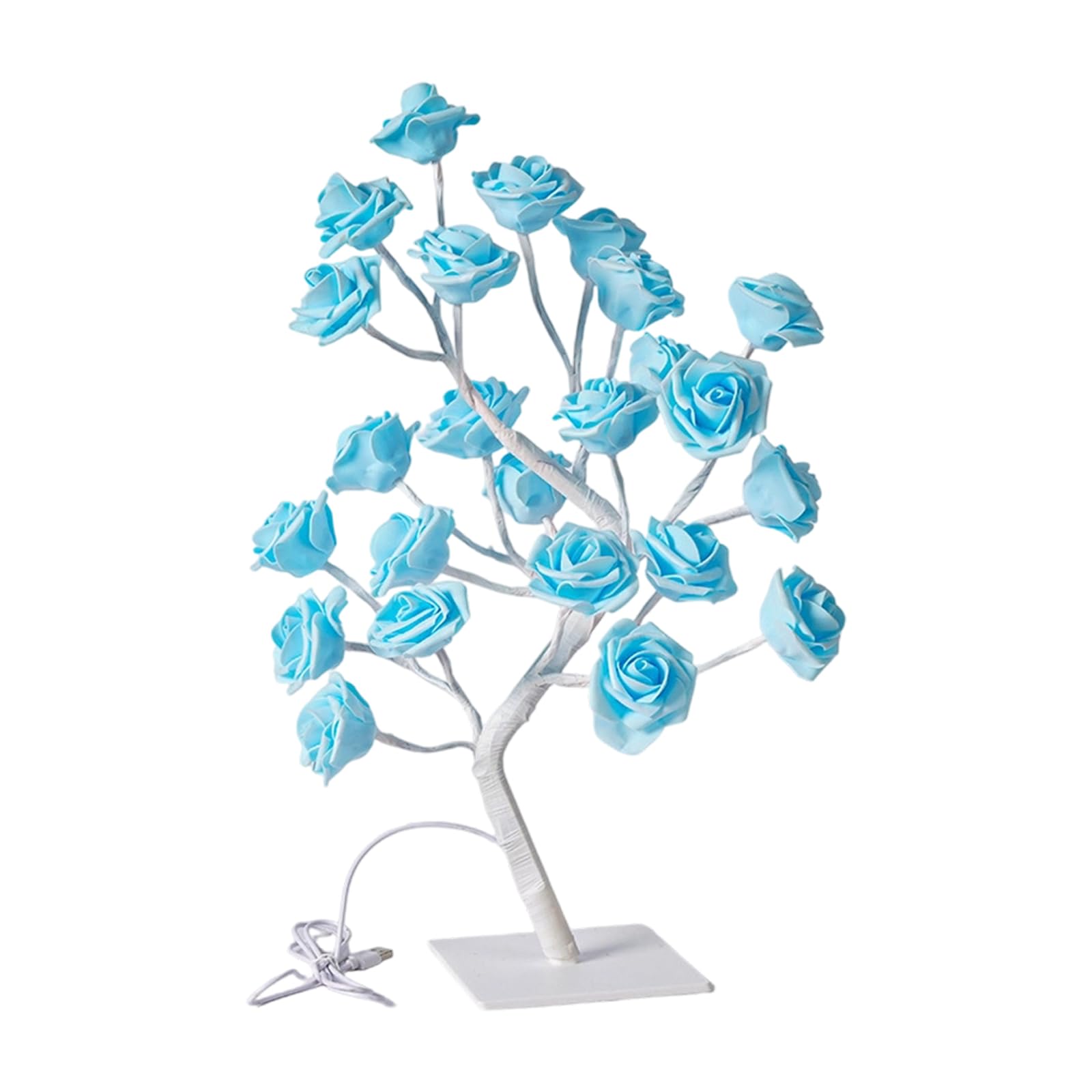 Whoasyst LED Floral Table Lamp Artificial Rose Tree Night Light with USB Cable for Bedside Desk Home Decor Tabletop Accent Decorative Led Branches