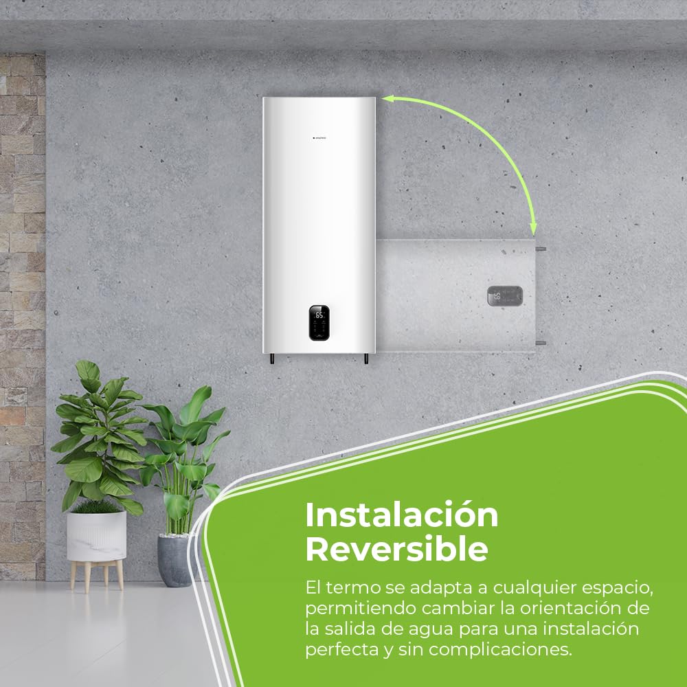 Aspes Termo Eléctrico 100 Litros, AT10000DDW. 2000W, Kit de Montaje Incluido, Resistencia de Acero Esmaltado, Termostato Digital, Temperatura Máx 93 º, Blanco, Eficiencia Energética B