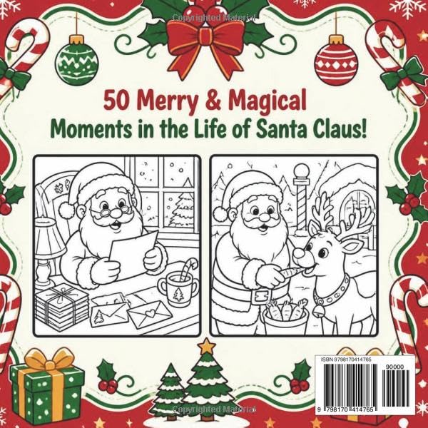 A Day in the Life of Santa Claus Coloring Book: Bold and Easy Christmas Coloring Pages Featuring Santa’s Magical North Pole Adventures, Elves, Reindeer, Toys and Holiday Fun image 3