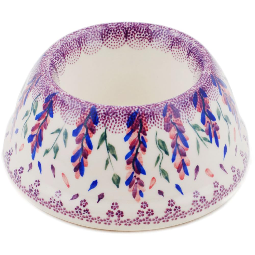 Authentic Polish Pottery Pet Bowl 6-inch Signature UNIKAT in Lupine Surprise Design Handmade in Boles?awiec Poland by Ceramika Dalia + Certificate of Authenticity