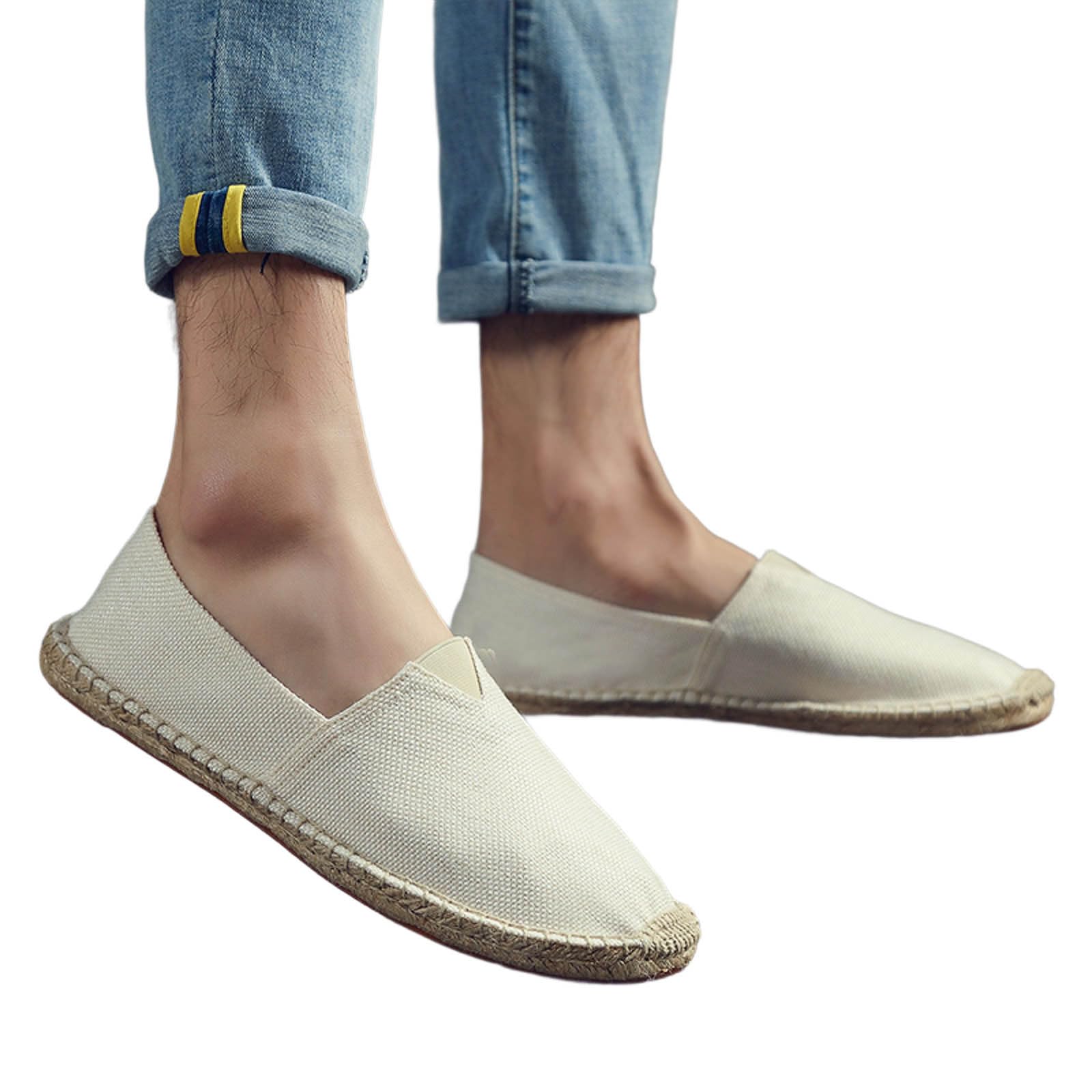 Uomo Espadrillas Donna Tinta Unita, Classico, Tela Slip-on Piatto, Comode e Traspiranti Scarpe da Pescatore, Suola in iuta antiscivolo confortevole tessile piatto Soletta comfort flessibile tessuto