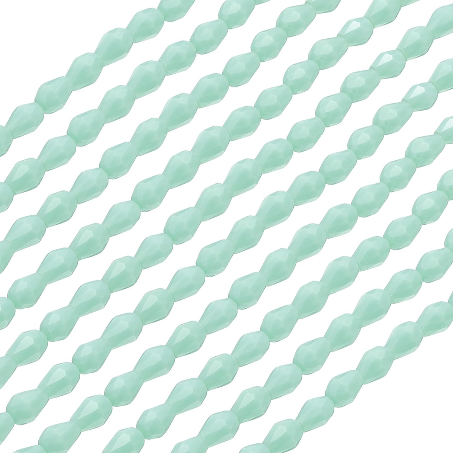 PATIKIL Teardrop Faceted Beads, 650 Pcs Light Green Bicone Birthstone Bead Glass Crystal Assortments Vertical Hole Shape for DIY Crafting Bracelet Necklace Jewelry Making, 4x6mm