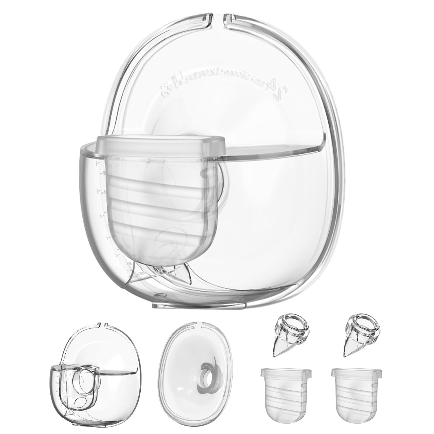 Wearable Breast Pump Parts Include Duckbill Valve, Silicone Diaphragm, 24mm Flange, Milk Collector Cup Compatible with Lansinoh Discreet Duo, NCVI, Mammanuwa, Nuliie S32 Breast Pump