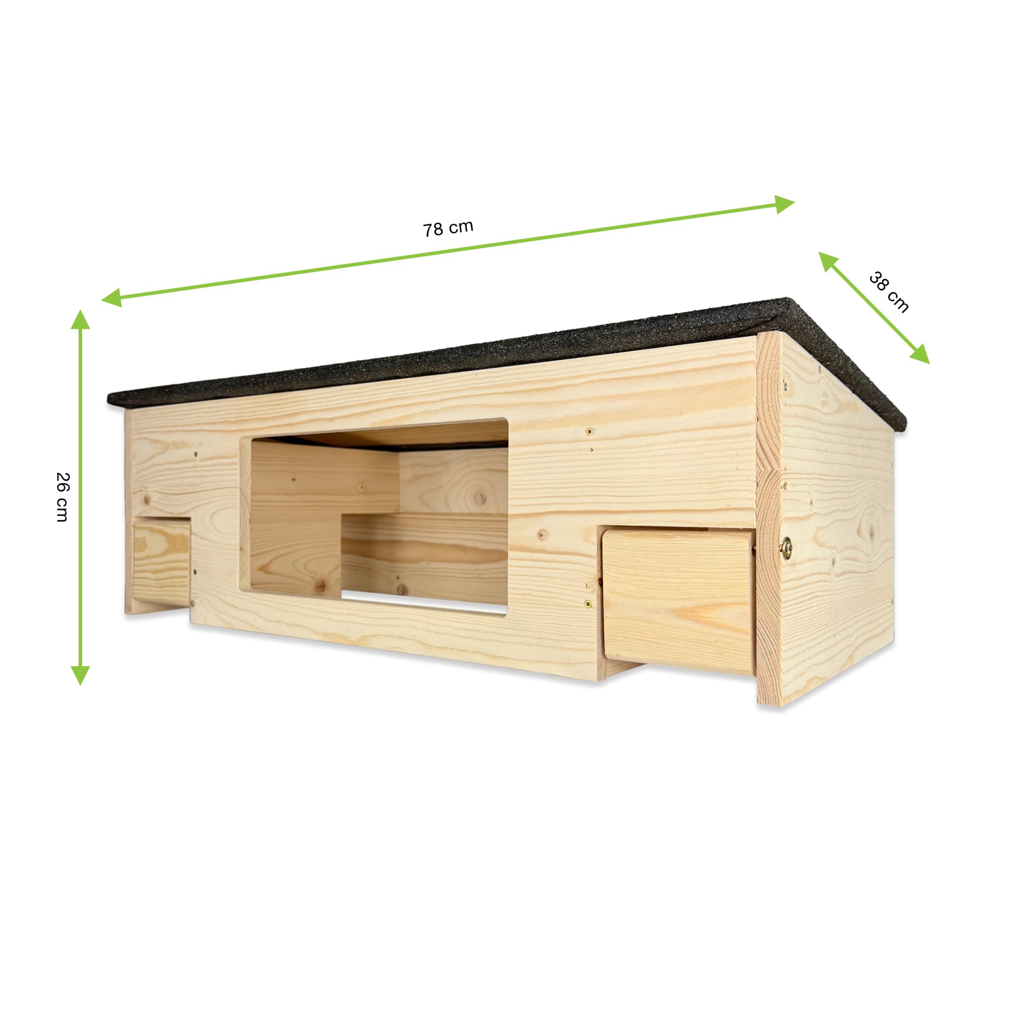GARTENETAGE Igelfutterhaus XXL mit Panorama-Beobachtungsfenster, Rattenklappen & Fluchtweg – wetterfestes Igelhaus aus zertifiziertem Holz – nachhaltiger Schutz & Beobachtung im Garten