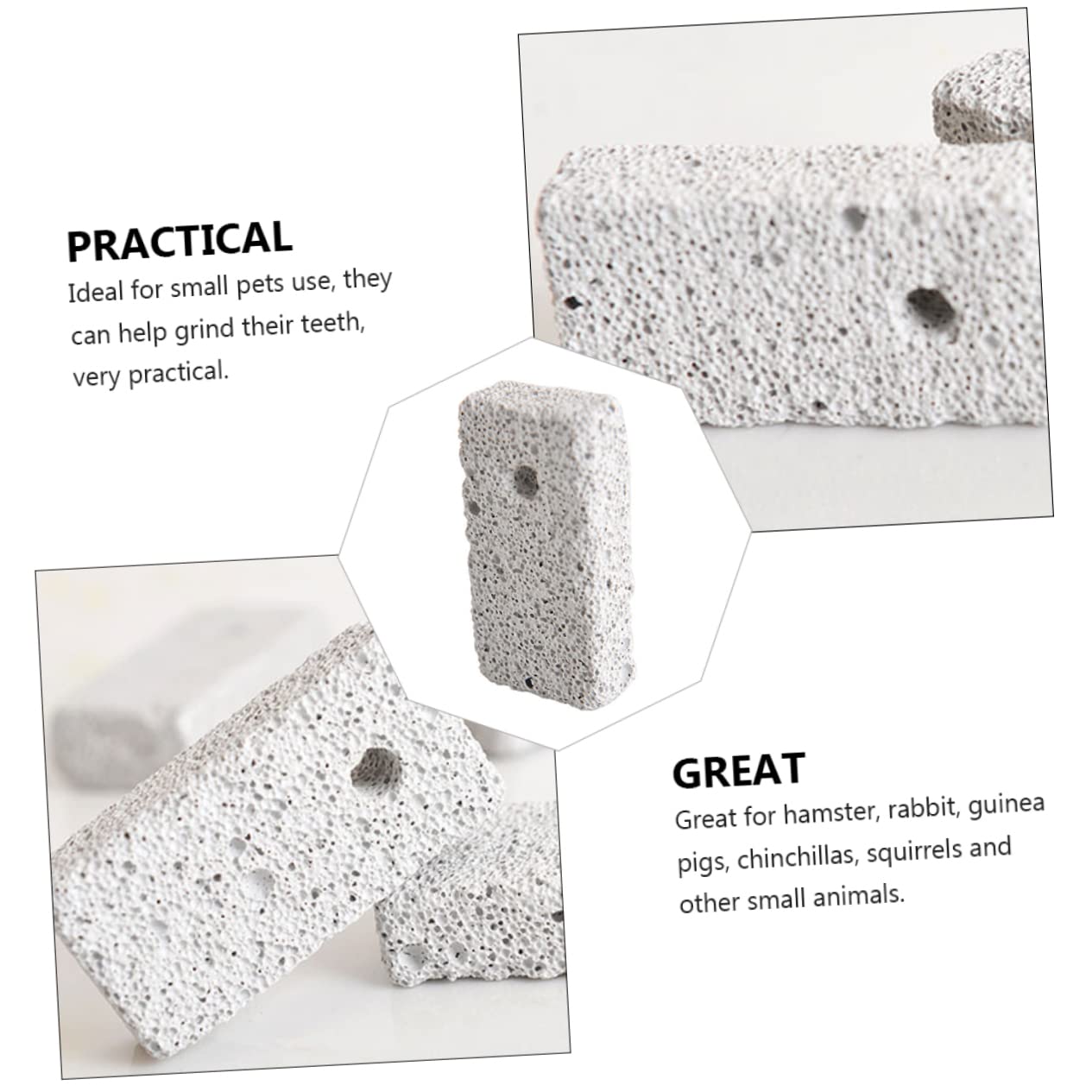 SUPVOX 120piezas Molar Stone para Pequeños Animales Piedra De Molienda Volcánica para Hámster Conejos y Cobayas para Roer y Mantener Dientes Saludables