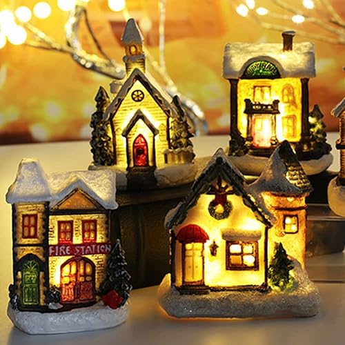 Miniatura 9 de Casa iluminada de pueblo de Navidad, casas de pueblo de Navidad iluminadas con LED, Navidad, invierno, aldea de nieve, casa iluminada, decoración de