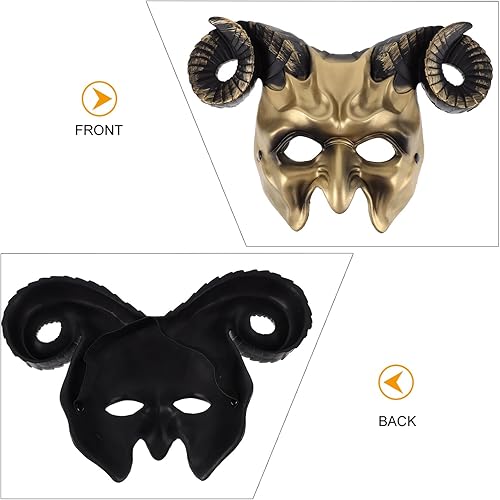 Miniatura 5 de Abaodam Máscara de cuerno de buey, máscara de cuernos, máscara de media cara de animal para festivales, fiestas, disfraz de Halloween, cosplay