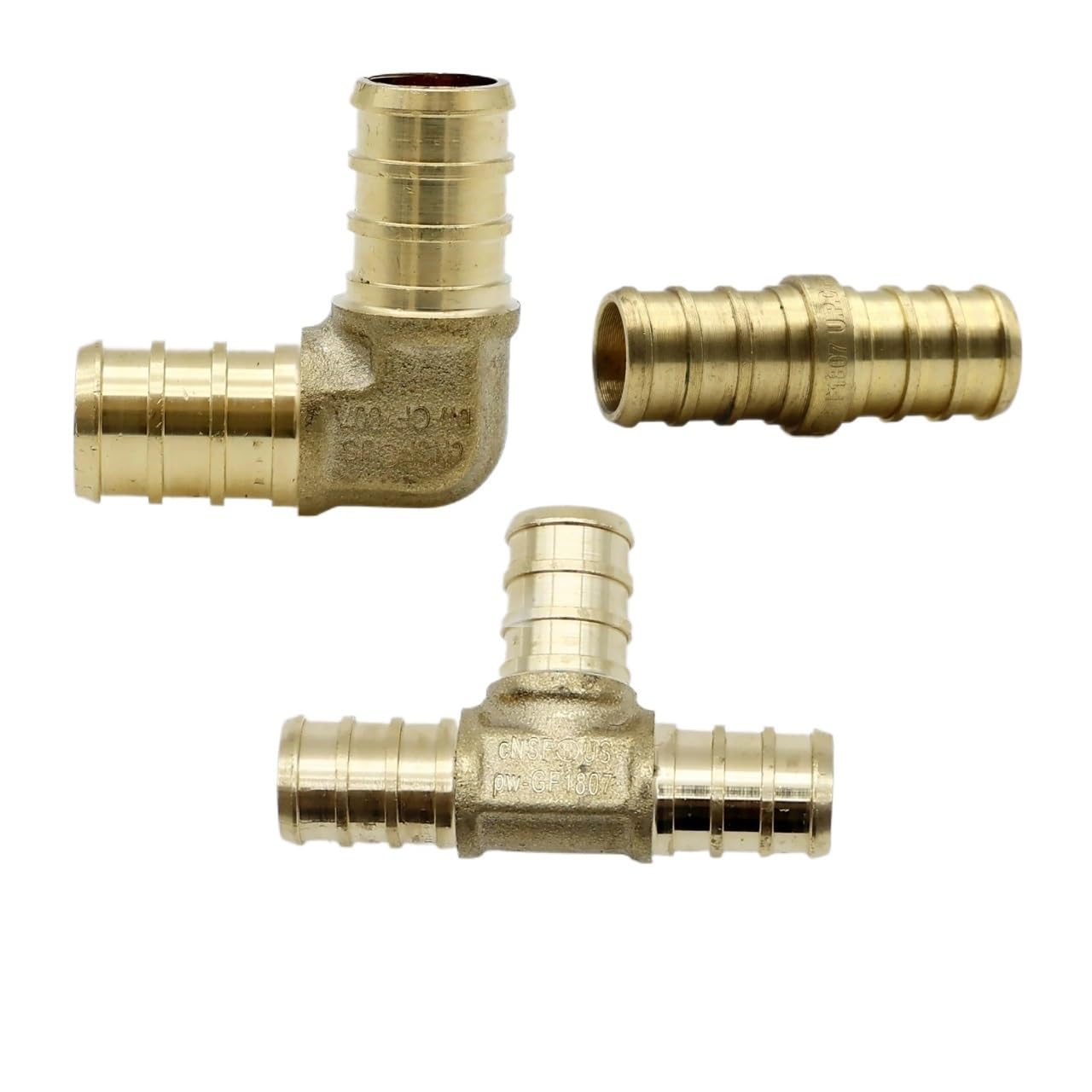 Kit surtido de accesorios de engarce PEX de latón, 1/2 pulgada, 60 piezas, accesorios de tubería industriales