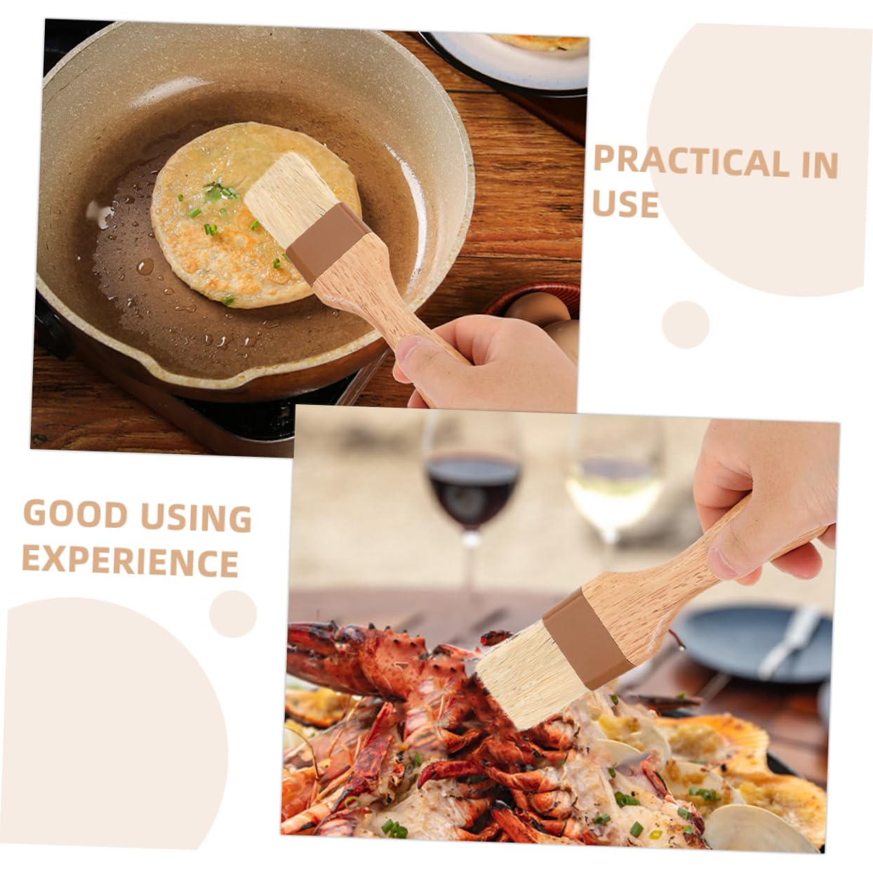 Cabilock 4Pcs Basting Brush Wooden Handle Pastry Brush for Sauce Cooking Baking Versatile Basting Brush for Outdoor Picnics Grilling Roasting Includes