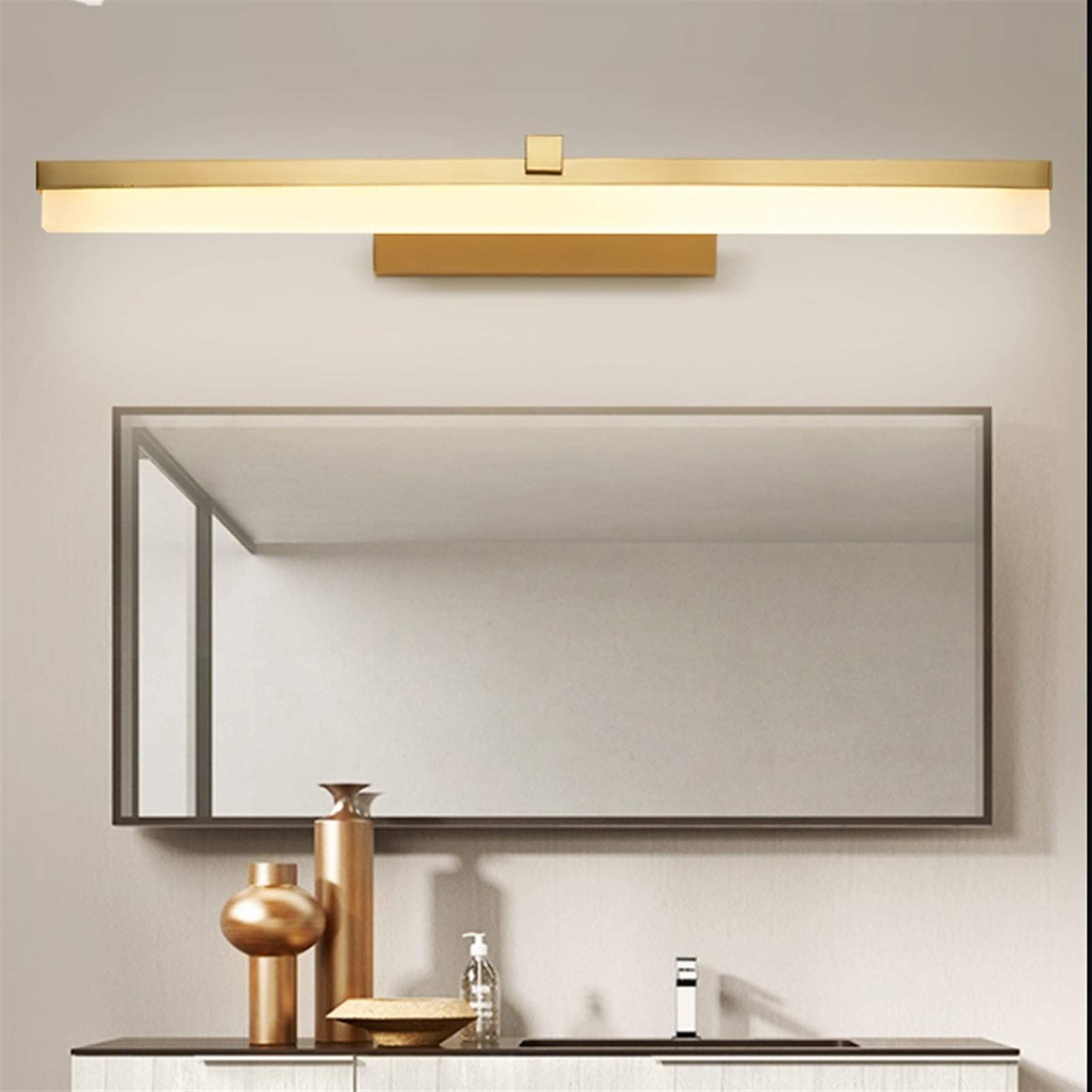 Espejo de Cobre Luz Acrílico Retráctil Led Espejo Faro Lámpara de Maquillaje para baño Tocador Lámpara de Pared Luz (Color : Gold, Size : 30cm)