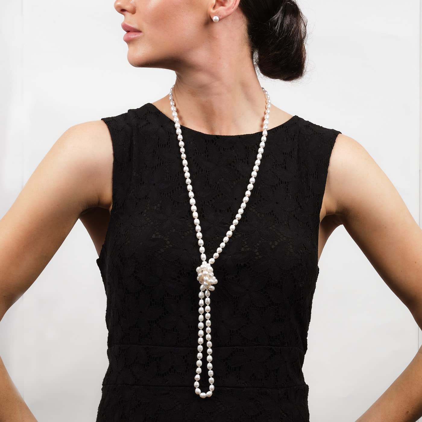 Treasure Bay Collana Lunga di Perle Bianche d'Acqua Dolce