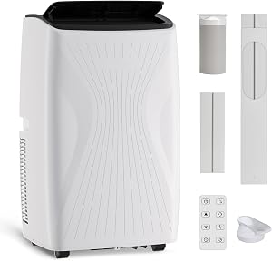 Climatiseur portable 12000 BTU, unité de climatisation 5-en-1 avec refroidissement, ventilateur, déshumidificateur, modes sommeil et automatique, couvre jusqu'à 550 pi², télécommande, pour chambre, bureau à domicile, salon (12000 BTU)