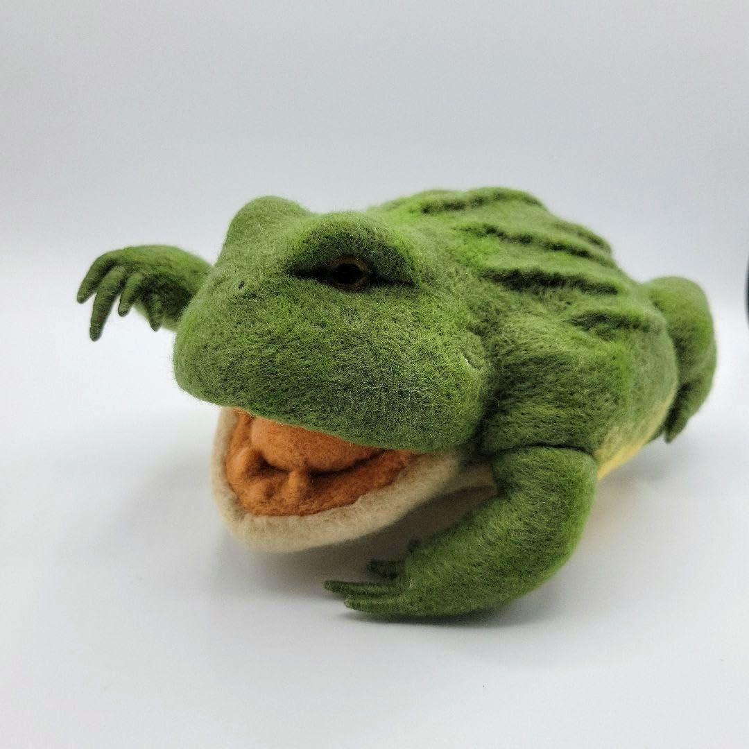 カエル ウシガエル ぬいぐるみ 羊毛フェルト 値下げ中〉 カエル