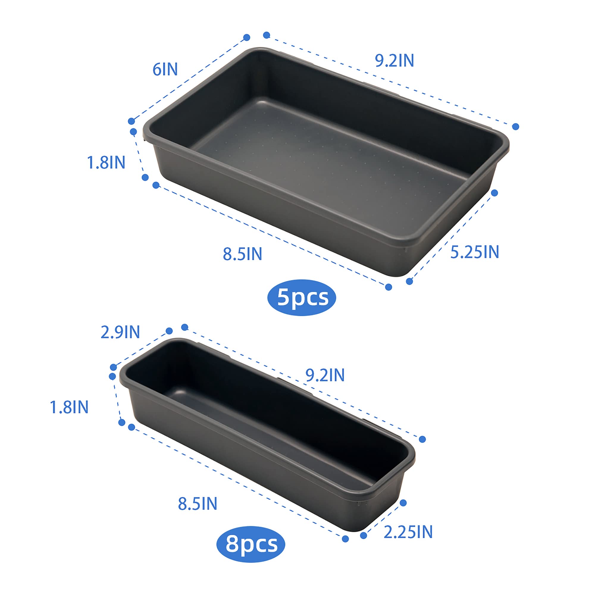 Office Drawer Organizers Bins Junk Drawer Organizers Tray Storage Dividers for Office Desk Dress Makeup (13pcs 2Size)