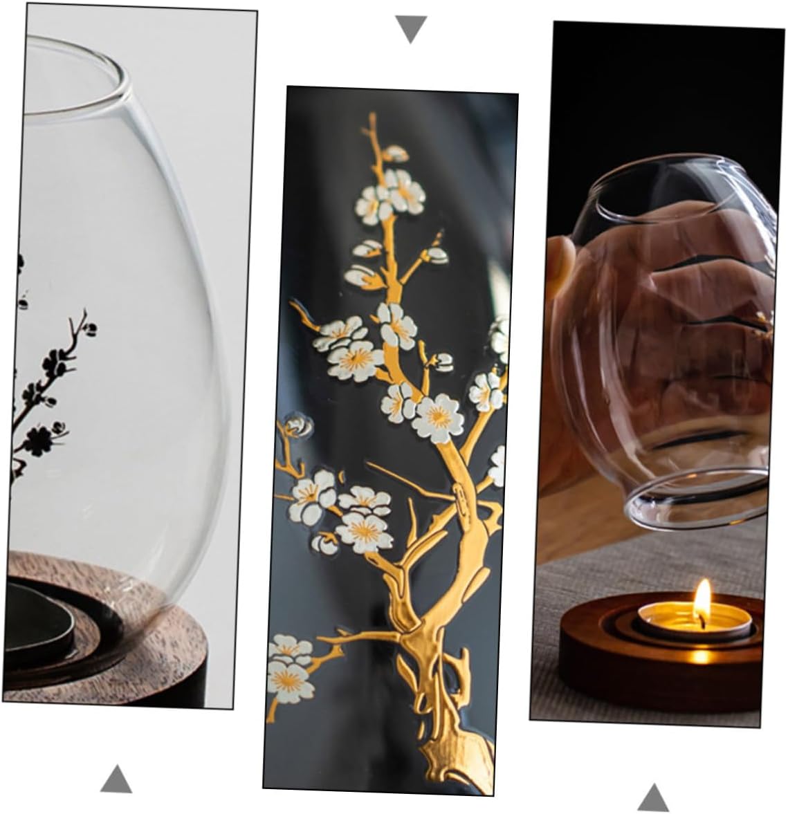 ULTECHNOVO Glass Candle Holder Hurricane Candle Cover Windproof Glass Craft for Romantic Dinner and Home Décor
