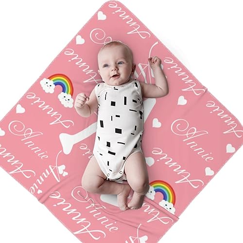 Miniatura 4 de Manta de Arrullo Personalizada para Bebé Niño Niña con Diadema de Lazo y Conjunto de Gorro Manta de Bebé Personalizada con Nombre Regalos de Bebé