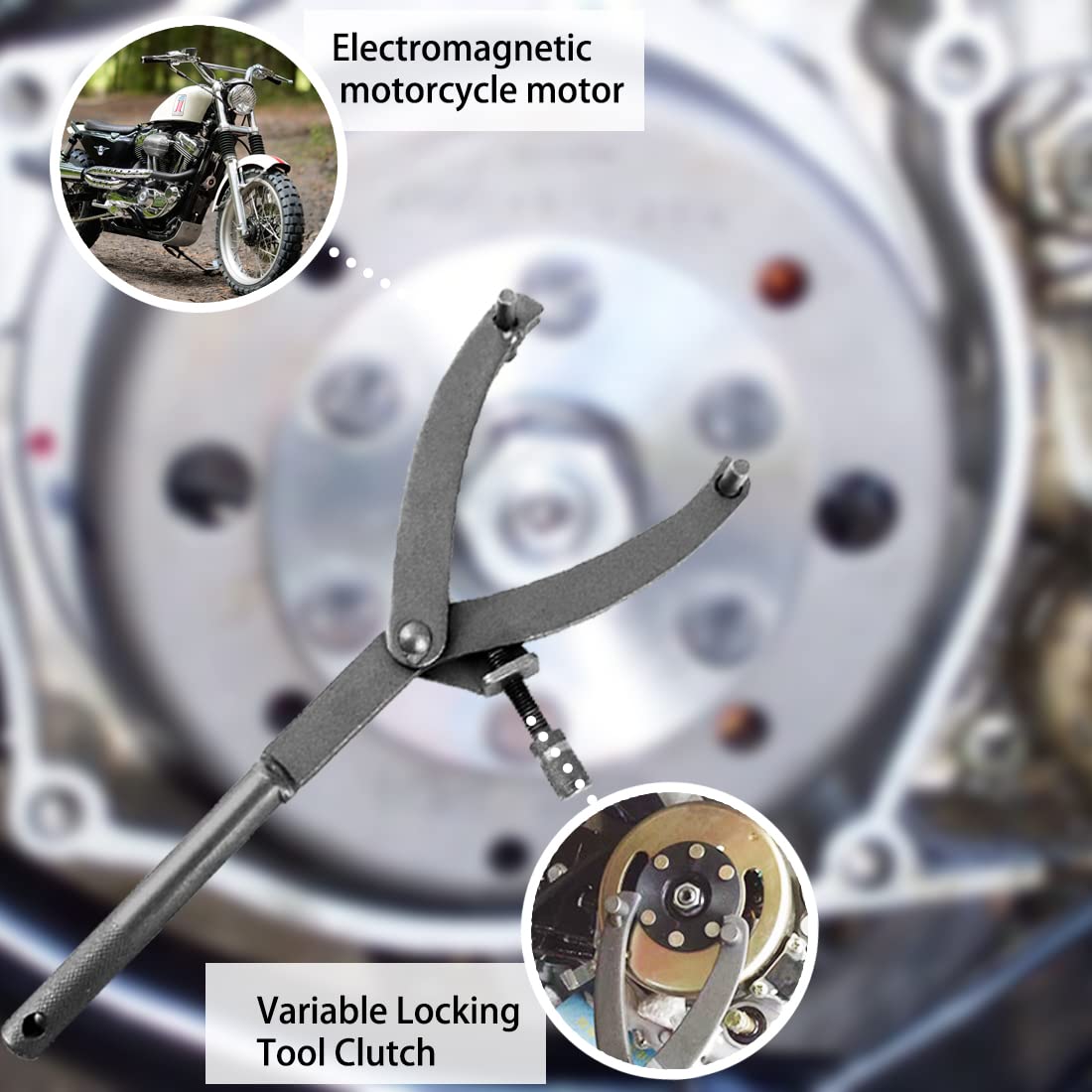 Chiave Frizione per Volano, Chiave Frizione Moto, Attrezzo di Bloccaggio, Chiave Blocca Volano Adotta Design a Forma di y, per Riparazione Rimozione della Frizione del Motociclo