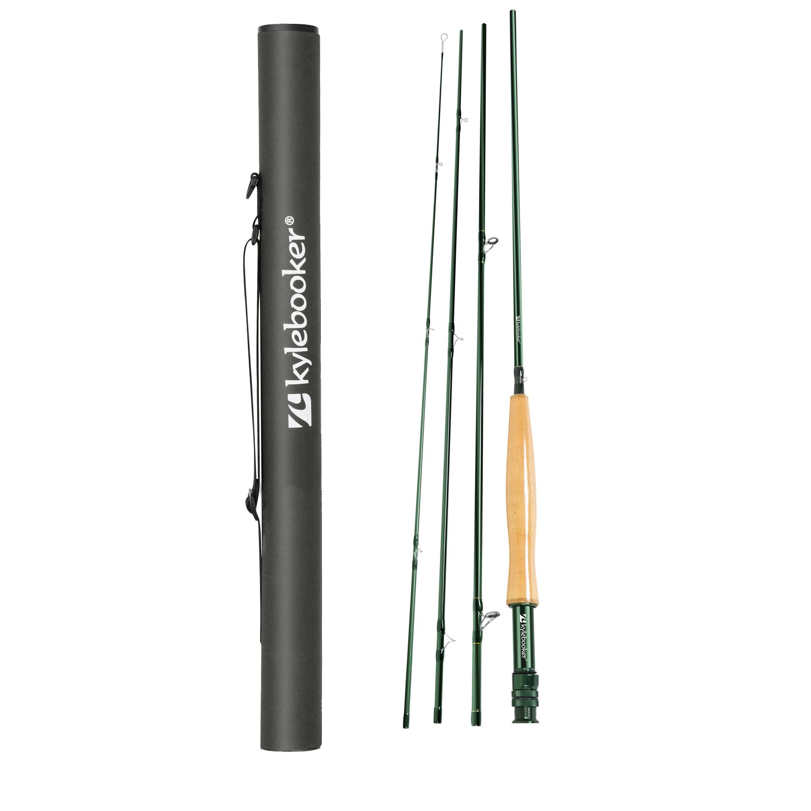 Kylebooker 3-8wt Fly Fishing Rod with Tube, 4-Sections, Medium-Fast Action Lightweight Fly Rod IM7 Carbon Fiber Blank