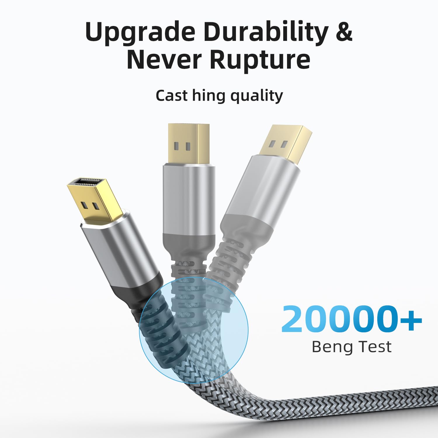 Câble DisplayPort 8K, DP 1.4 de 9,1 m (8K @ 60 Hz, 4K @ 144 Hz, 2K @ 240 Hz) prend en charge 32,4 Gbit/s, connecteur plaqué or, taux de rafraîchissement élevé pour moniteur de jeu, HDR