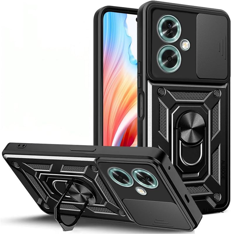 Image of AIBEX Back Cover for Oppo A79 5G | D10 Tough Armor Case | Sliding Camera Shield | 360 Protection | Kickstand Ring Holder | Military-Grade Shockproof Bumper Case