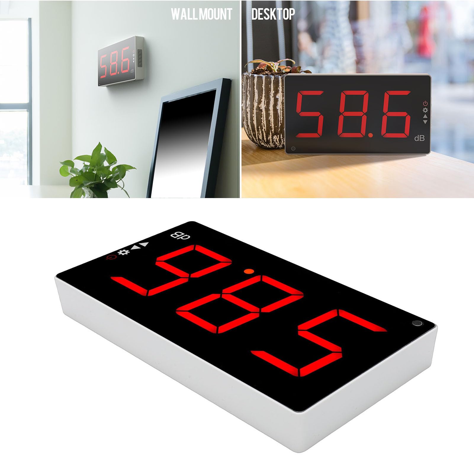 Naroote Fonometri da Parete, Fonometro Digitale, Misuratore di Decibel con Schermo LCD da 3 Pollici DB e Promemoria Sonoro, Ideali per Aula, Casa, Studio e Fabbrica