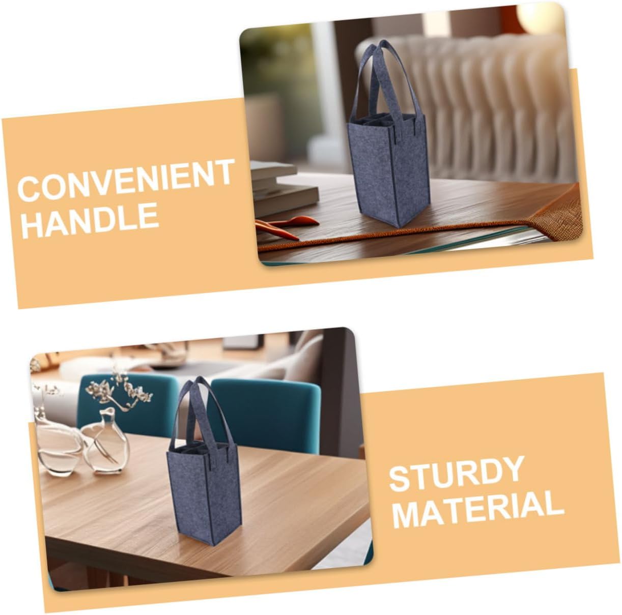 4 Piece Foldable Felt Wine Carrier Tote Bag for Travel