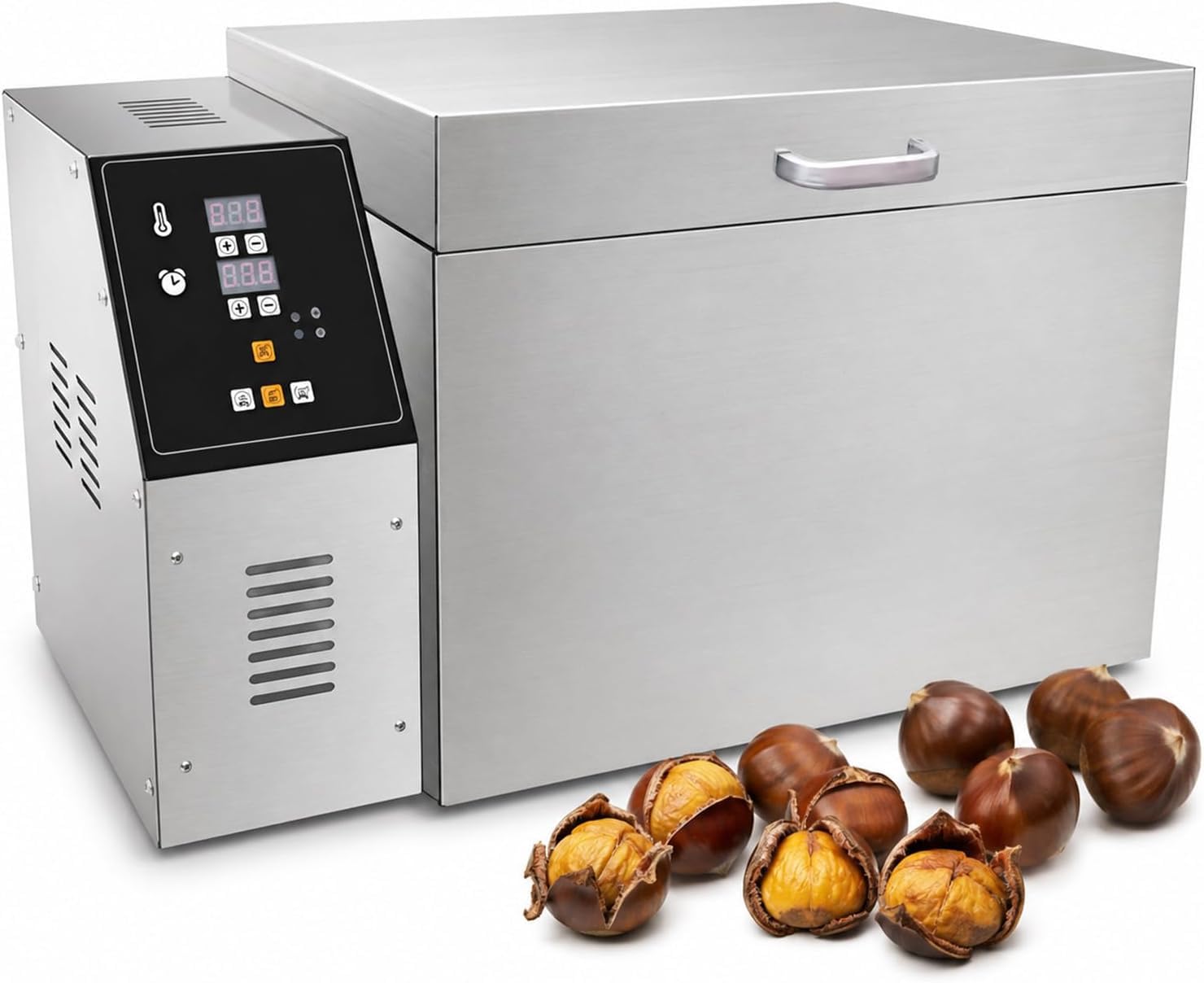 Tostatrice elettrica a Tamburo per Chicchi di caffè, Arachidi e Castagne, 2,5/5 kg, 1500/2200 W, Temperatura Regolabile da 30 a 300 °C, Controllo a LED, Rotazione Reversibile.