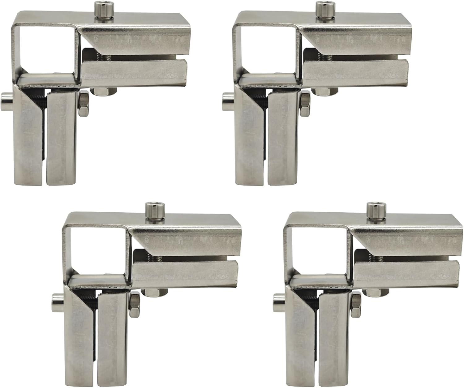 4Pcs 1.18" 3 Way L Square Tube Clamp Connector, Split Tube Pipe Fitting | 201 Stainless Steel，90 Degree Corner Joint Fence Guardrail Rail Clamp