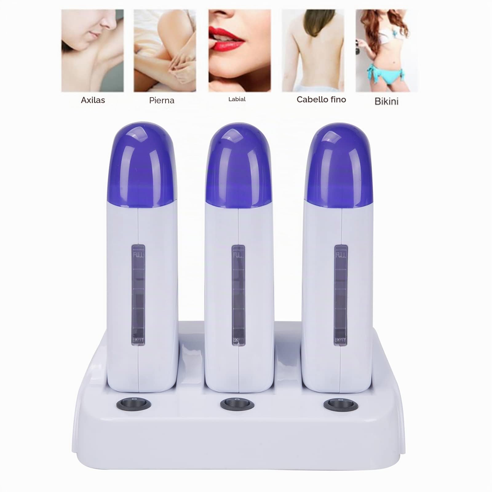 Vinteky Roll-On Calentador de Cera Fundidor Electrico Depiladora Easy Wax Depilación para Bellaza, Regalo para Mujeres (Triple)