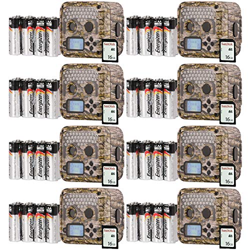 Wildgame Innovations Shadow Infrared Hunting Game Trail Camera (8 Pack) with SD Cards and Batteries