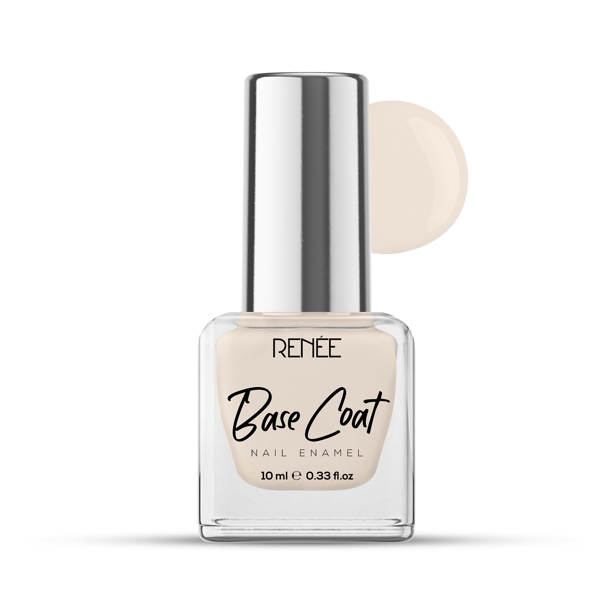 RENEE Base Coat Glossy Finish Nail Enamel, Quick Drying, Long Lasting, Chip Resisting Formula with Full Coverage, One Stroke Application, Translucent Layer, 10 Ml
