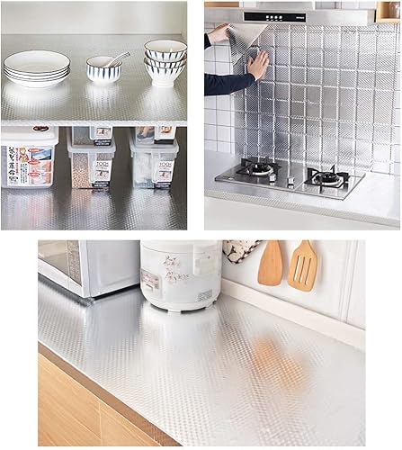 Miniatura 5 de Calcomanías autoadhesivas para cocina papel tapiz para cocina calcomanías de aluminio de cocina resistentes al aceite y al agua para encimeras de