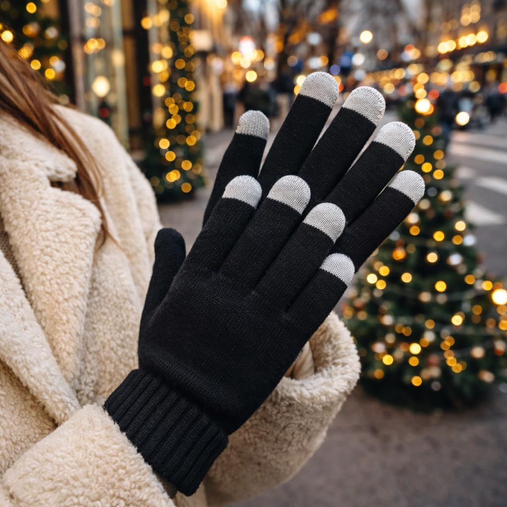 12 Pairs Winter Gloves, Adult Warm Knit Unisex Stretchy Bulk Pack Mens Womens Magic Glove
