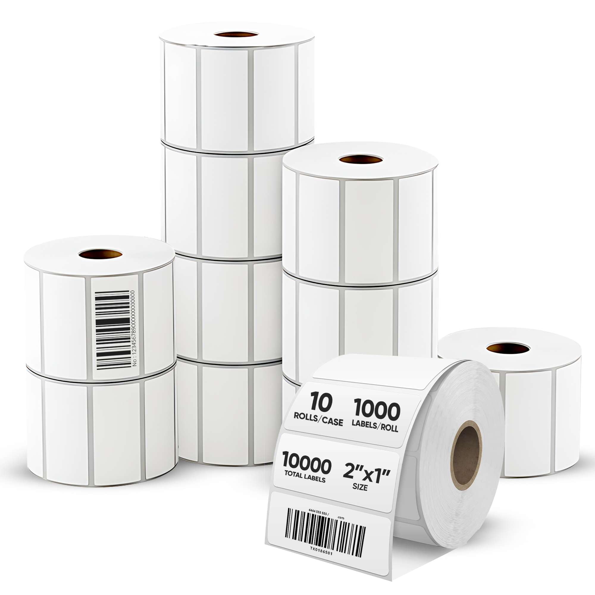 PackGurus 2" x 1" Direct Thermal Labels, Multipurpose Barcode Address Label Compatible with Rollo, Zebra, Munbyn, Nelko Thermal Label Printers 10