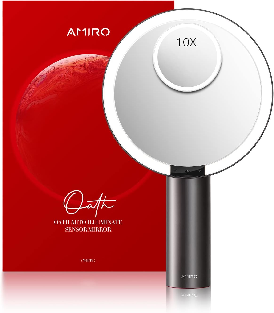 AMIRO 9″ Lighted Makeup Mirror with Smart Sensor & Touch-Control, 3 Colors & 6 Brightness, Rechargeable & Cordless, Memory Function, Free Rotation-Black