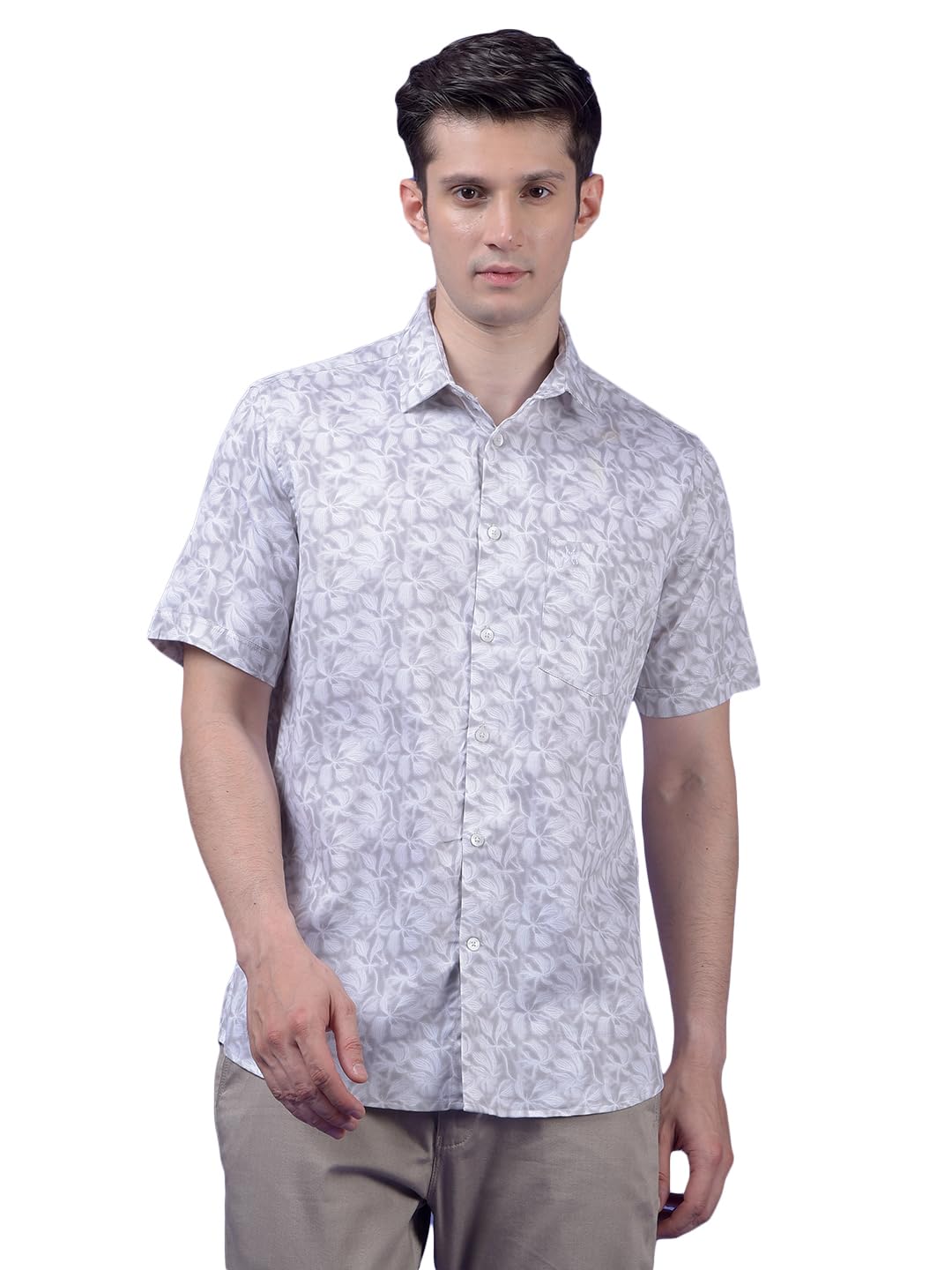 crimsoune club Men's Grey Floral Print Shirt-picture-27
