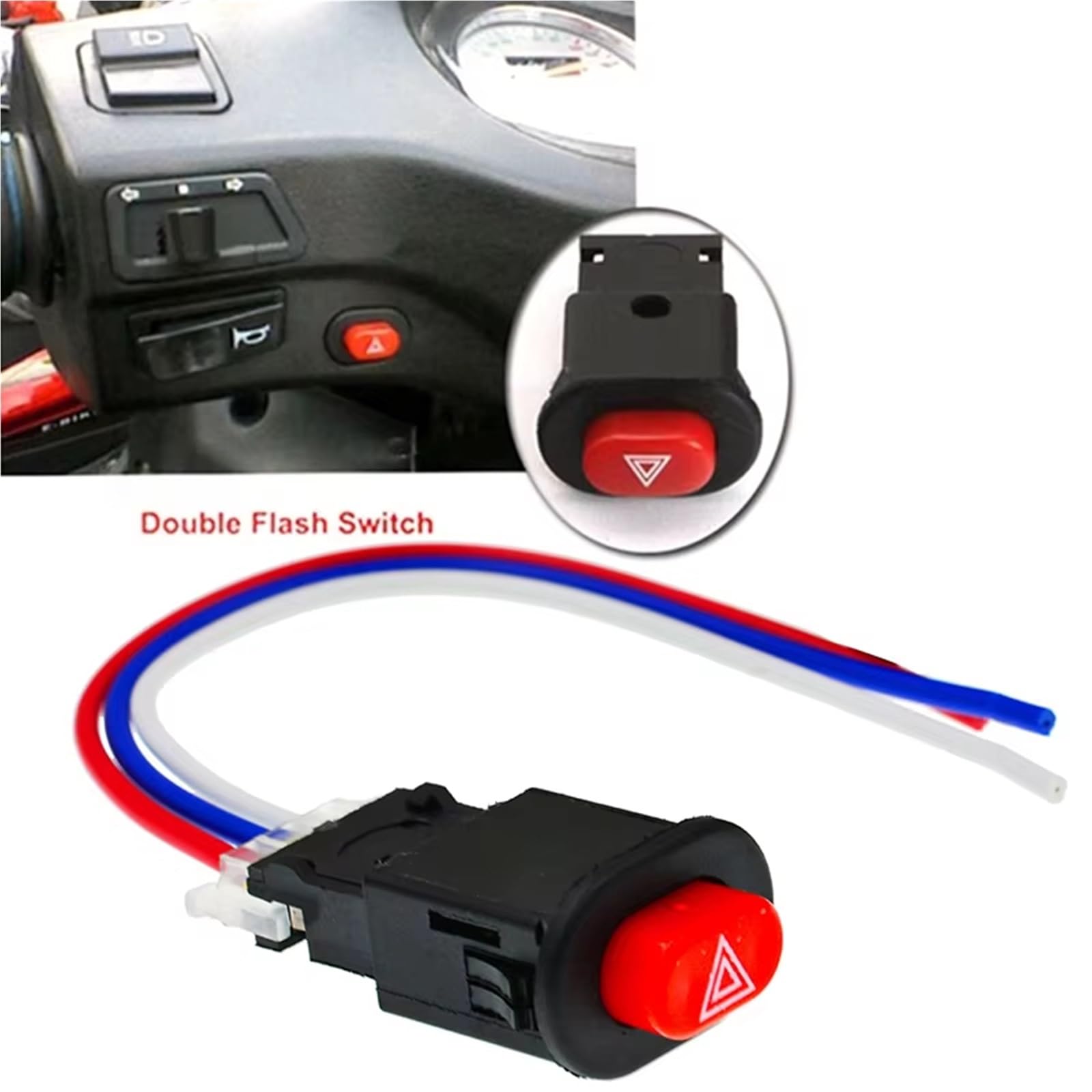 Interrupteur Double Clignotant Pour Moto Pour Scooter Bouton De Commutation Des Feux Détresse Clignotant Véhicule Électrique Interrupteur Lampe D'urgence Accessoires Démarrage Moto Interrupteur