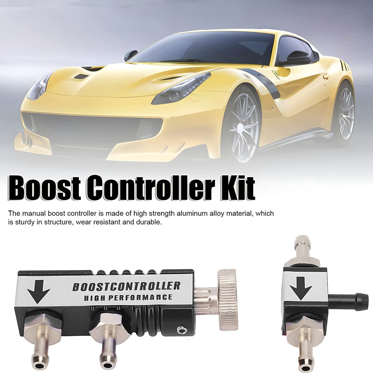 CGEAMDY Voiture Turbo Boost Manuel Contrôleur, 1-30psi Contrôleur de Suralimentation Réglable, Universel Vanne de Purge Turbo Modification Accessoires, Essence Diesel Turbocompresseur Kit(Noir)