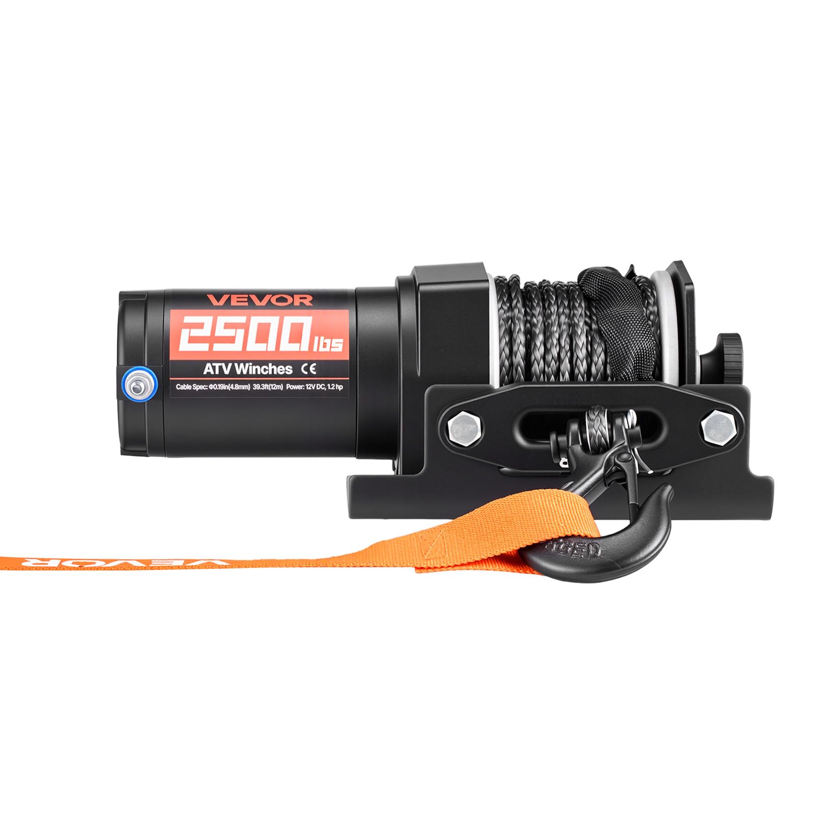 VEVOR Verricello Elettrico con Cavo da 1134 kg, Verricello Elettrico da 12 V CC per ATV/UTV Fuoristrada con Fune Sintetica Ø 4,8 mm x 12 m, Telecomando Cablato, Impermeabile IP55 per Recupero Stradale