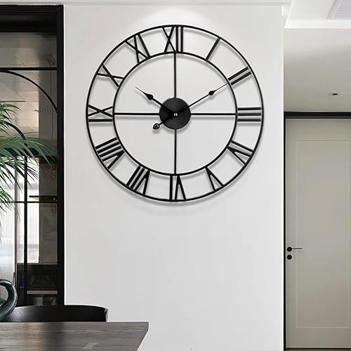 Miniatura 2 de Reloj de pared grande para decoración de sala de estar, 24 pulgadas, silencioso, sin tictac, funciona con pilas, reloj de pared moderno decorativo