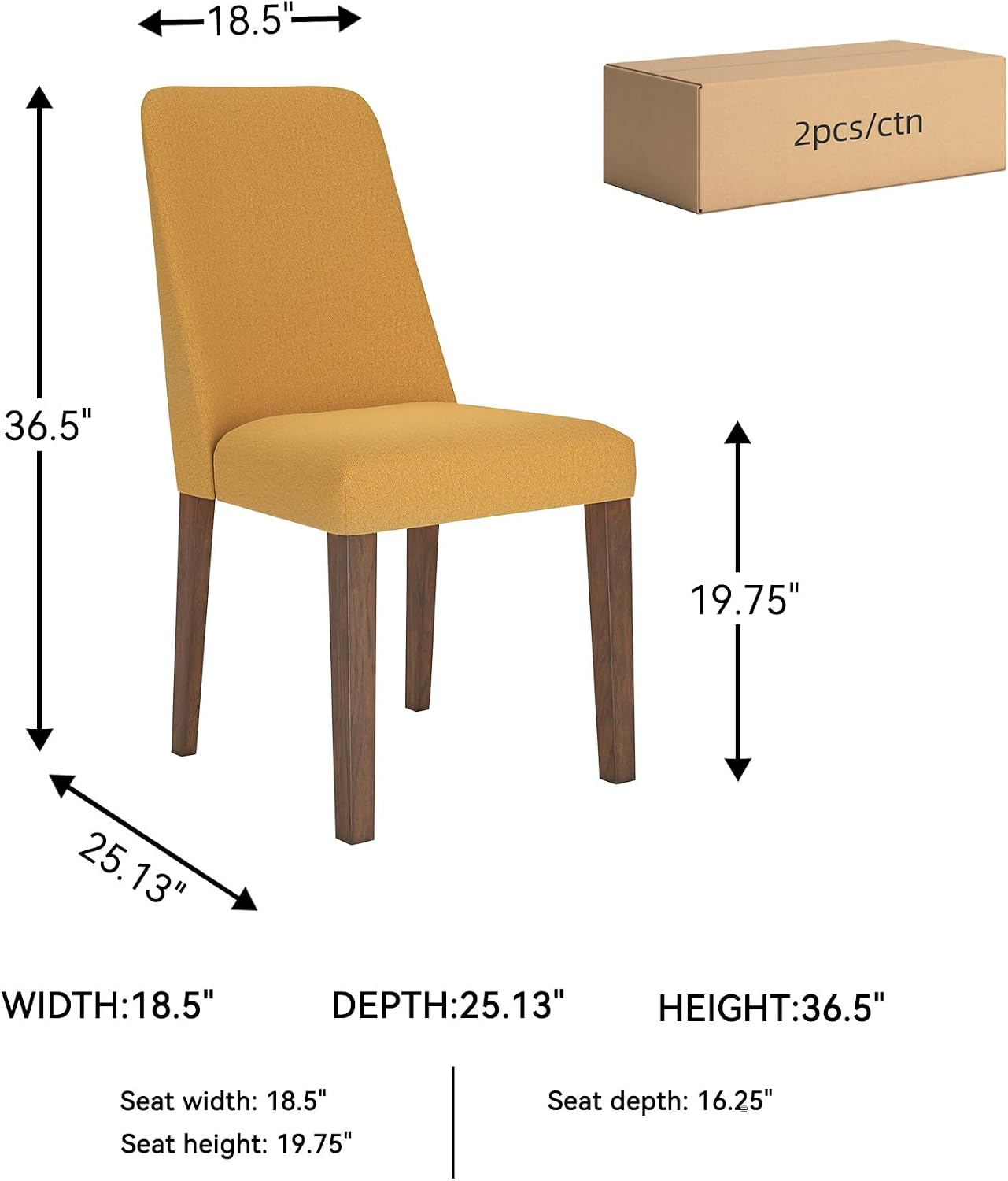 Signature Design by Ashley Lyncott Dining Chairs, Set of 2, Yellow | Solid hardwood frame with tapered legs, Vibrant mustard yellow polyester upholstery, Retro mid-century modern aesthetic